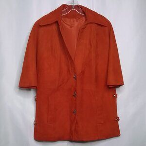 1960 MOD ORANGE SUEDE LEATHER TOGGLE FRONT CLOSURE CAPE